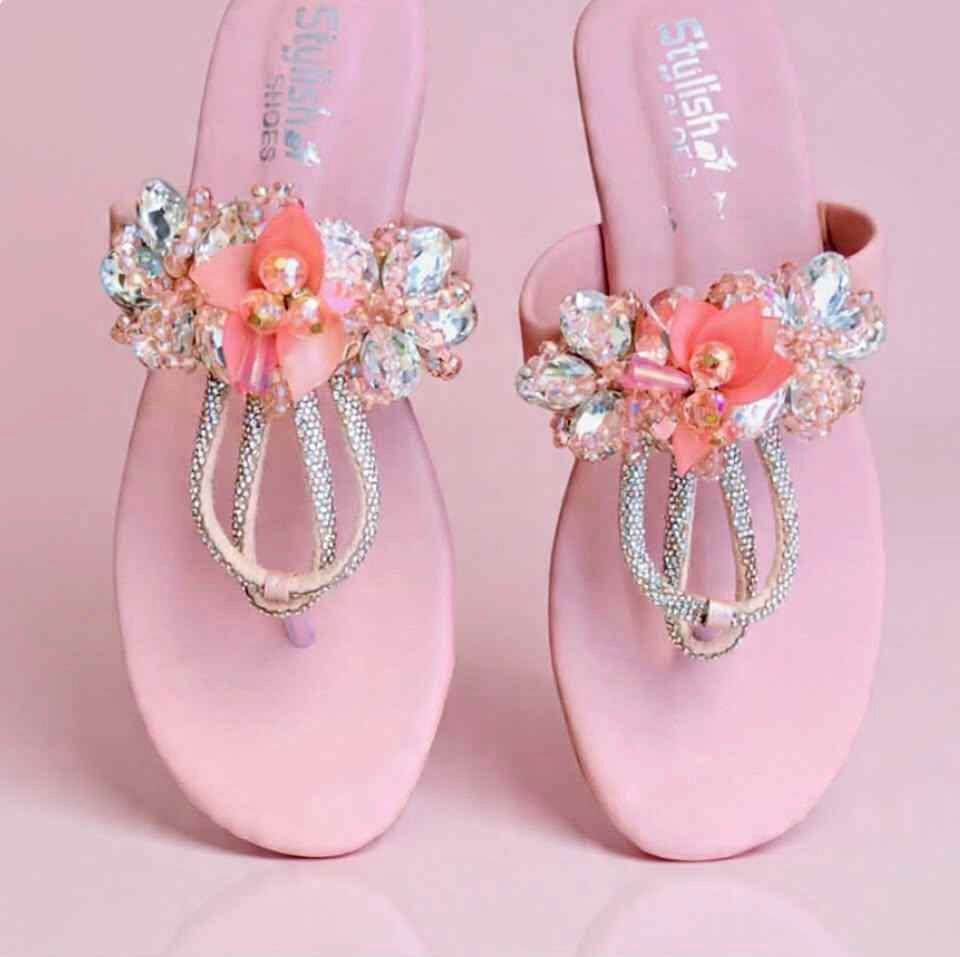 designer bridal pink slippers