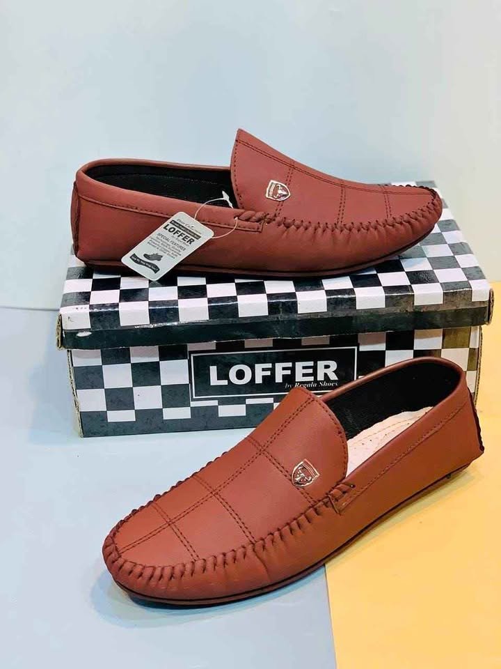 Men tan brown leather loafers with hand stitched details